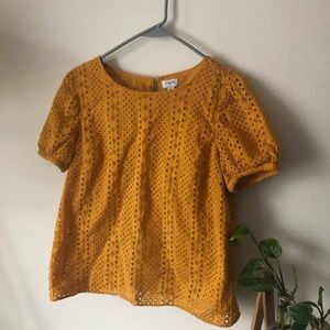 J Crew Eyelet Puff Sleeve Top